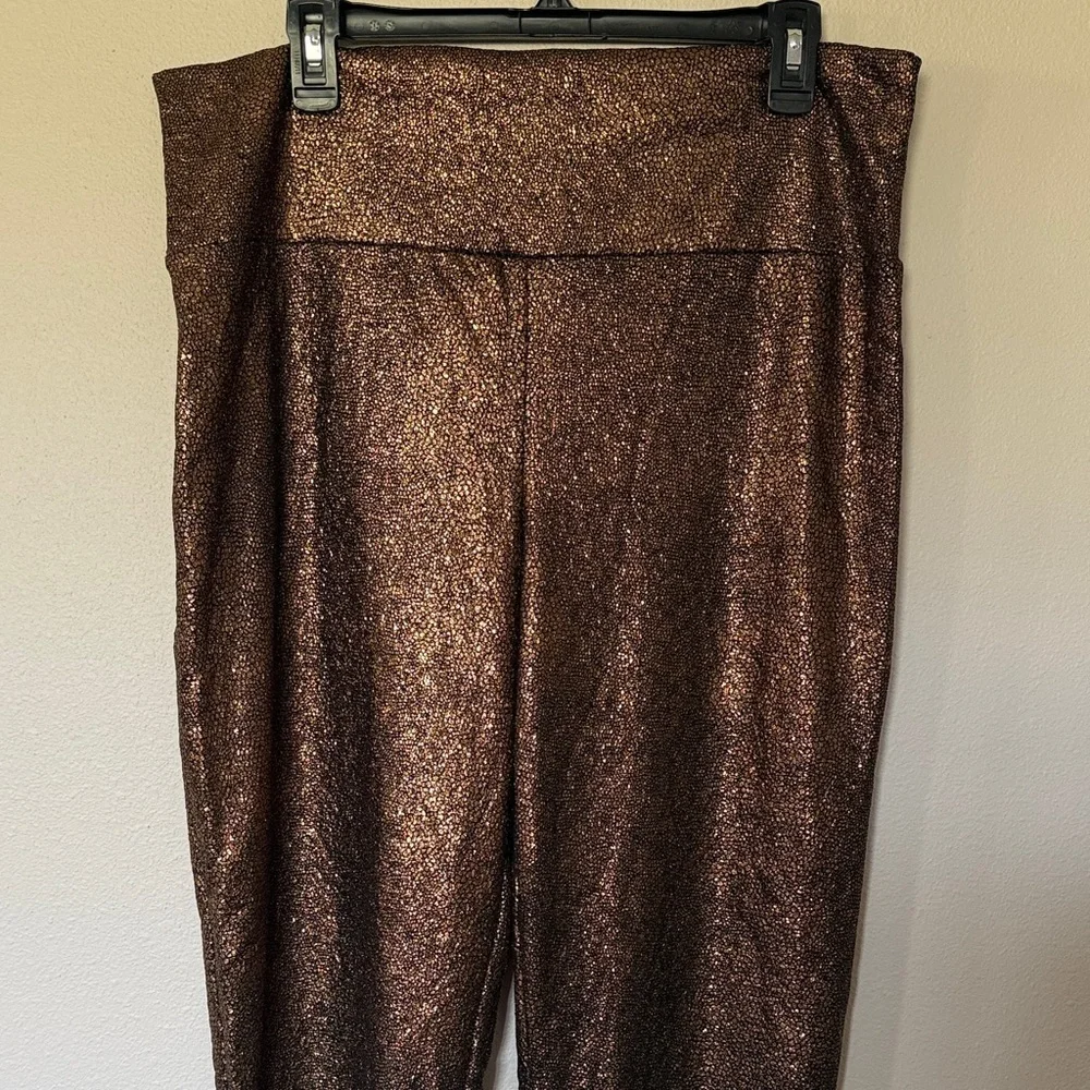 Chic Soul Metallic Gold Leggings, 3X